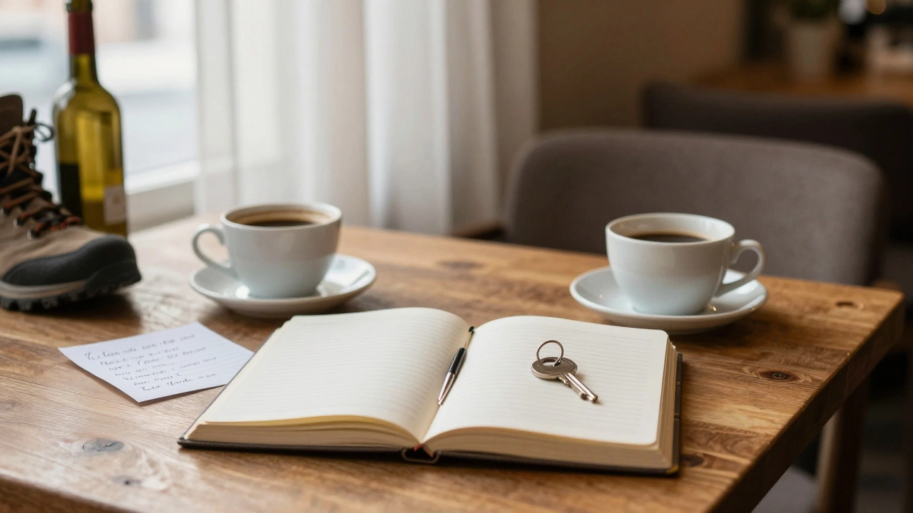 An open journal and coffee cup on a café table in Zagreb, symbolizing a meaningful, silent connection.